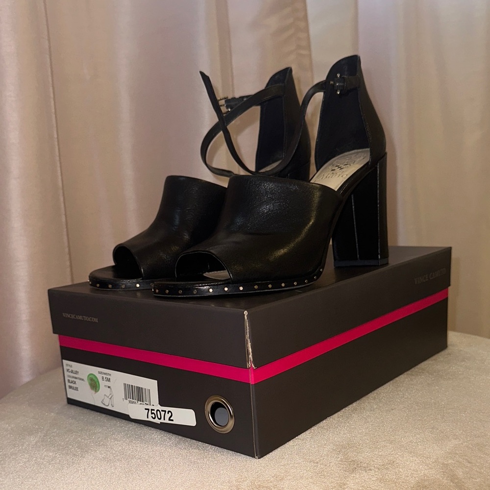 Vince Camuto Black Open-Toe Heels